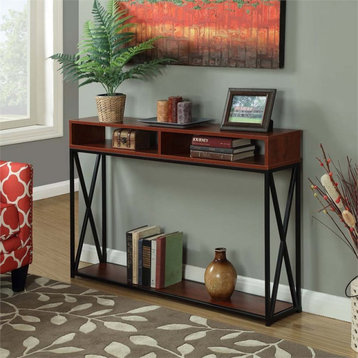 Convenience Concepts Tucson Deluxe Two-Tier Console Table in Cherry Wood Finish