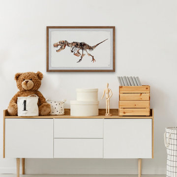 "Big T-Rex Skeleton" Framed Painting Print