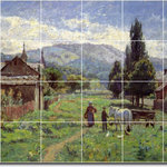 Picture-Tiles.com - Theodore Steele Village Painting Ceramic Tile Mural #108, 25.5"x17" - Mural Title: Cumberland Mountains