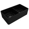 33 in. Double Bowl Kitchen Sink with Bottom Grid,Strainer in Matte Black