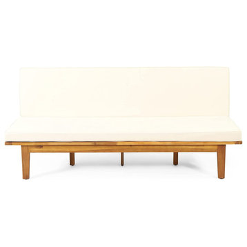 Unique Outdoor Daybed/Sofa, Folding Acacia Wood Frame With Cushion, Beige