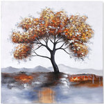 StyleCraft - Isolated Growth Handpainted Canvas 40in w X 1in ht X 40in d - Add a natural sensibility to your home with the Isolated Growth Handpainted Canvas by StyleCraft. Featuring a singular tree with impressionistic leaves against a muted landscape, this canvas is tailored to the living room area, dining room, or bedroom.