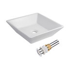 Aquaterior 16x16x4" Ceramic Bathroom Vessel Sink Square Porcelain with Drain