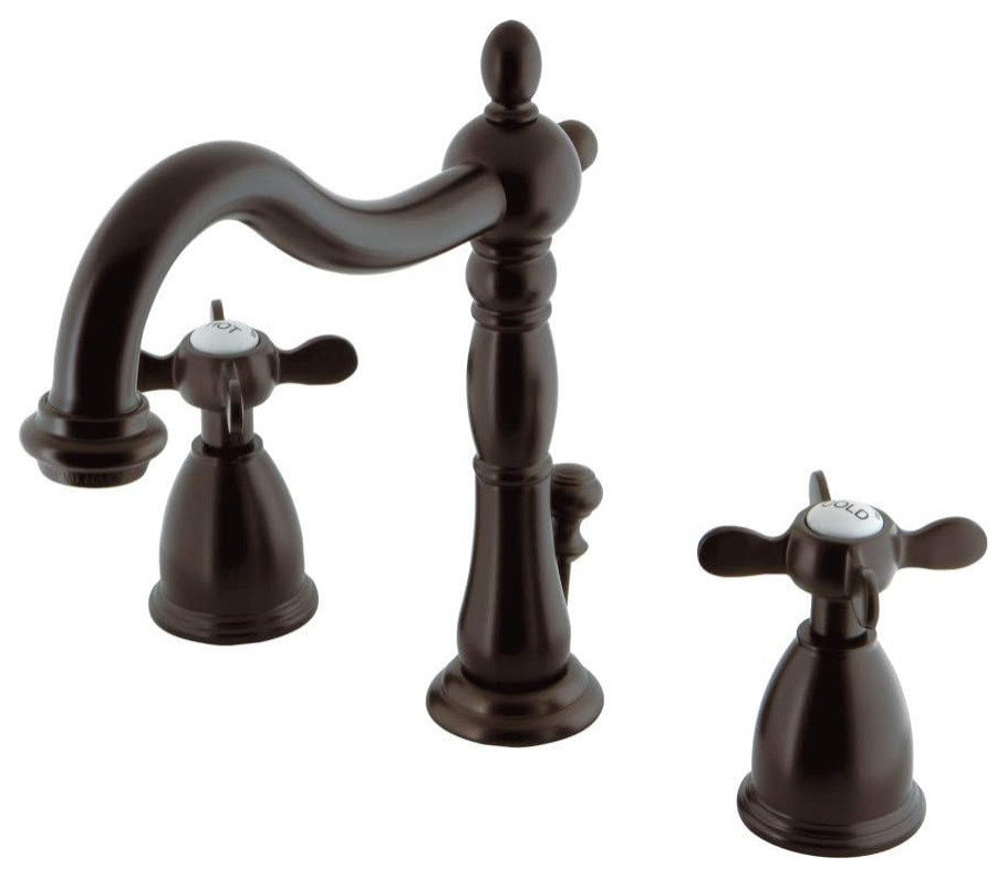 Traditional Bathroom Faucet, High Arched Spout With 2 Levers ...