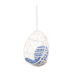Oldham Wicker Hanging Chair, White/Blue/White