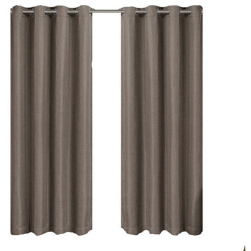 Gulfport Faux Linen Blackout Weave Panels, Brown, 52"x108" Single