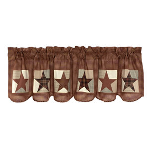 Tan Primitive Kitchen Curtains Sutton Stars Valance Rod Pocket