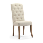 Rochelle Natural Linen Tufted Dining Chairs, Set of 2