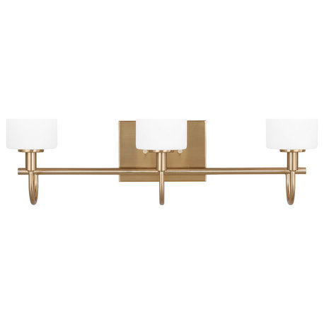 Oak Moore 3-Light LED Bathroom Vanity Light in Satin Brass