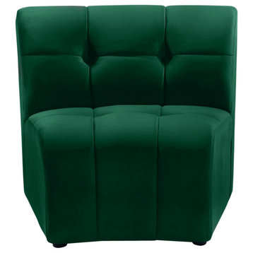 Limitless Velvet Upholstered 1-Piece Modular Chair, Green