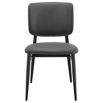 Felipe Side Chair, Gray Leatherette With Black Steel Legs Set of 1
