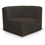 Meridian Furniture - Ollie Black Boucle Fabric Chair, Brown, Corner Chair - Meet the epitome of style and functionality with this Ollie boucle fabric living room corner, part of the Ollie modular collection. A contemporary marvel, this corner features chic and inviting rich brown boucle fabric upholstery, giving it a sumptuous texture that oozes elegance and luxury. Curved corners add to the visual look of the sectional while maximizing seating comfort while lounging, reading, or entertaining. Pair it with other items in the Ollie collection easily, thanks to an attachment latch underneath.