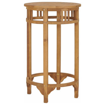 vidaXL Bar Table Round Wooden Bistro Pub Bar Table Furniture Solid Wood Teak