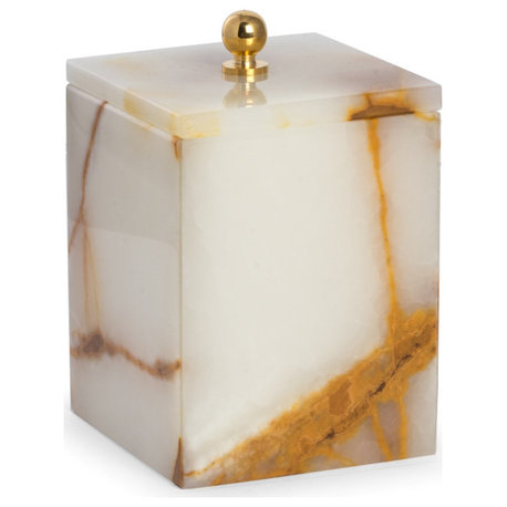 Marble Bath Canister, Lid, Green Onyx