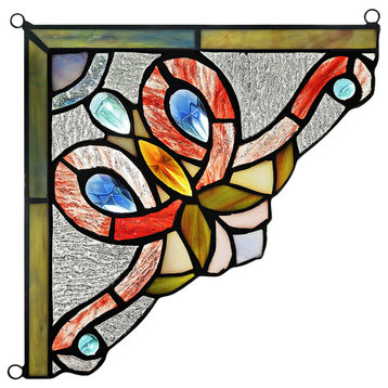 CHLOE Lighting VICTORIE Victorian Tiffany-glass Window Panel 8"