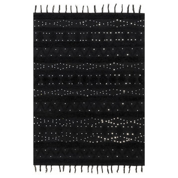Arvin Olano x RugsUSA Chandy Textured Wool Area Rug, Black 5' x 8'