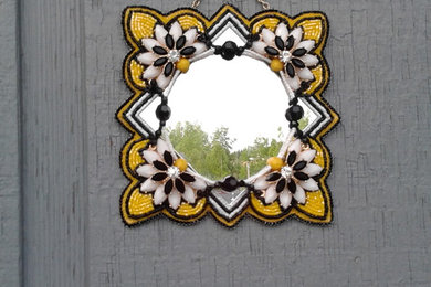 Black and Yellow Vintage Jewelry Wall Mirror
