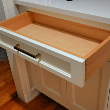 Chappaqua NY - Custom White & Navy Cabinets w/ Honey Bronze