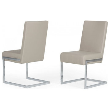 Set of Two Gray Silver Modern Dining Chairs
