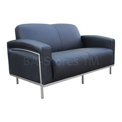 Boss Contemporary Style Love Seat in Black Finish - Loveseats