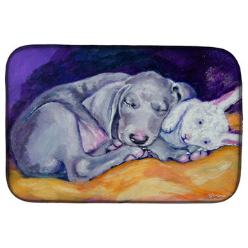 Caroline's Treasures Snuggle Bunny Dish Drying Mat, 14x21, Multicolor