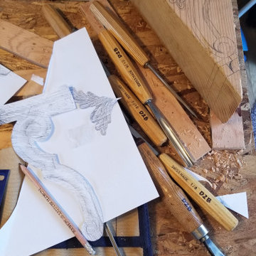 Hand carved corbels for fireplace mantel