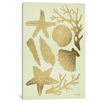 "Gold Seashells" Print by Cat Coquillette, 40"x26"x1.5"