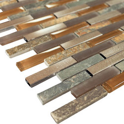 Land Brown Aliminum Stone Glass Mosaic Tile Random Pattern for Bathroom and Kitc - Home Accessories & Decor