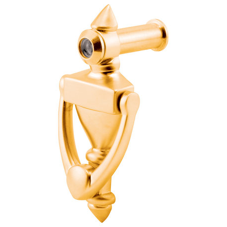Door Knocker and Viewer, 1/2" Bore, 160-Degree View Angle, Polished Brass