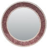 Rose Gold/Blush Framed Round Crackled Glass Mosaic Accent Wall Mirror, 24"