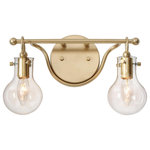 LNC - LNC Modern Gold 2-Light Bathroom Vanity Light With Glass Shade - This 2-light modern gold bathroom vanity light from LNC will turn your space from simple to stunning with its bright copper finish. It features a round backplate for a minimalism outlook. The light is processed with brushing and the gold finish brings a sense of luxury to your space. The durable metal makes it safe to install in damp locations. No matter used as a wall sconce or vanity light, this light brightens up your paintings, mirrors, and other nooks in a bathroom, vanity, kitchen, foyer, living room, bedroom, study, basement, farmhouse, foyer, hallway, and so on. Prepare two bulbs(not included/Max 40W) for illuminating your space.