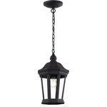 Trans Globe Lighting - Westfield Hanging Lantern, 14.75" - The Westfield Collection brings suspended decor to an outdoor area with a hanging lantern. The Westfield 14.75" Hanging Lantern brings unobtrusive lighting to any outdoor living area while boasting an eye-catching design. It combines traditional design themes with functionality. The single down-light lantern is a hexagon shape, has long Clear Glass panels that are separated by vertical metal strips and is open at the bottom.