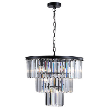 TATEUS Black Luxury Crystal Chandelier Modern  Lights  19.7 Inch-Black