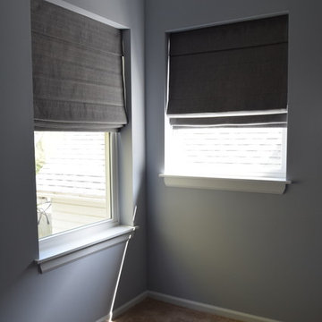 Norman Centerpiece Roman Shades in Master Bedroom