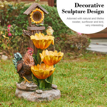 Sunflowers and Birdhouse Resin Outdoor Fountain