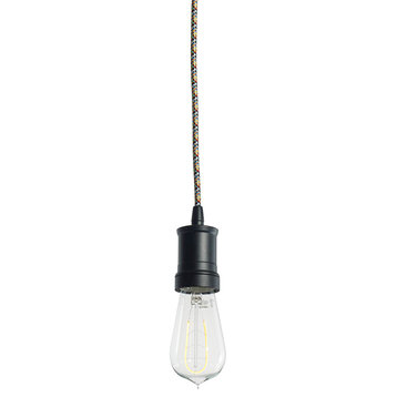 Bulbrite Direct Wire Pendant Kit, Black Socket With Multi-Color Cord