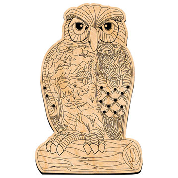 Owl Coloring  Decor Diy Artsy Birch Wood