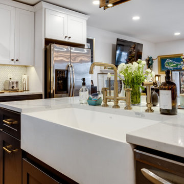 Eclectic White and Blue Kitchen Design Fairfax, VA