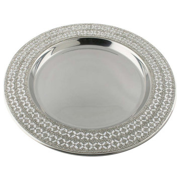 Sparkles Home Madison Avenue Rhinestone Charger Plate - Silver