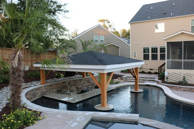 Pool and outdoor living landscape, Raleigh, NC