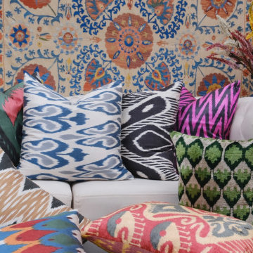Ikat fabric bedding with Alesouk Ikats