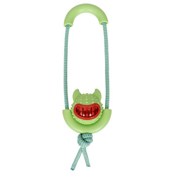 Sling-Away Treat Dispensing Launcher With Natural Jute, Green