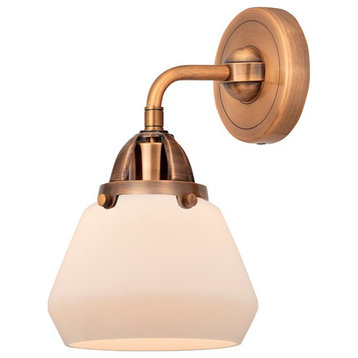 Innovations Fulton 1 Light 6.75" Sconce, Antique Copper/Frosted