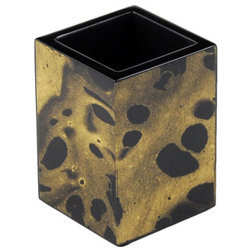 Black Gold Marble Lacquer Bathroom Accessories, Brush Holder