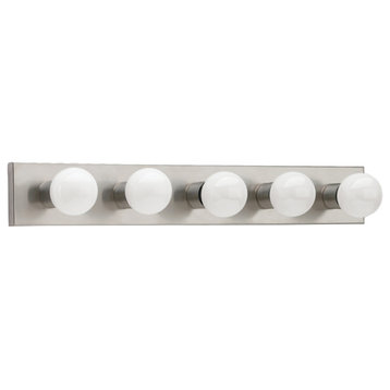 Center Stage Five Light Wall/Bath, Brushed Stainless