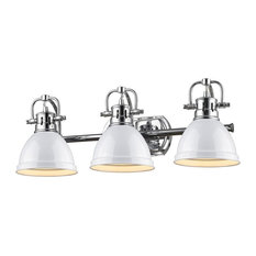 Golden Lighting Duncan 3 Light Bath Vanity, Shade: White, Chrome