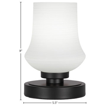 Luna 1-Light Table Lamp, Matte Black/Zilo White Linen