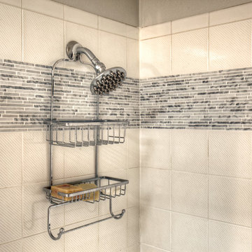 Contemporary, Remodeled One Piece Shower and Bathtub Combination