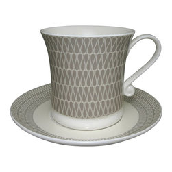 Neisha Crosland Flared Cup and Saucer - Putty and White - Tea Cups