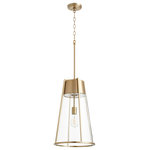 Quorum - Transitional Pendant in Aged Brass with Clear - 22" PYLON PEND - AGBandnbsp